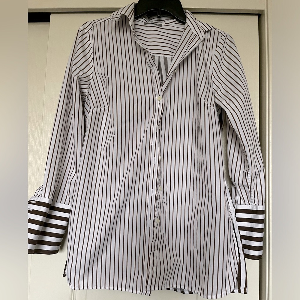 White striped oversized women’s button up